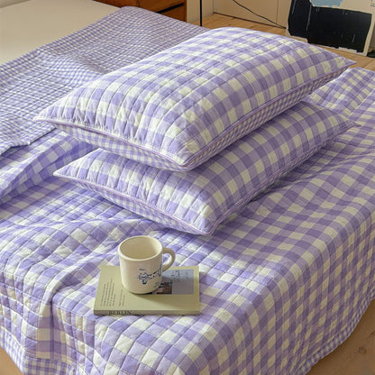 Reversible Gingham Cotton Quilt Set