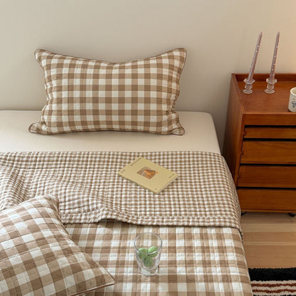 Reversible Gingham Cotton Quilt Set