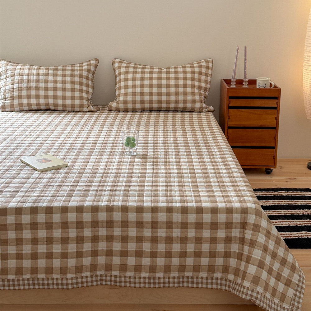 Reversible Gingham Cotton Quilt Set