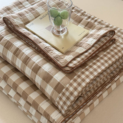 Reversible Gingham Cotton Quilt Set