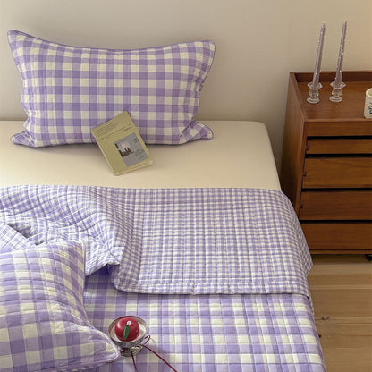 Reversible Gingham Cotton Quilt Set