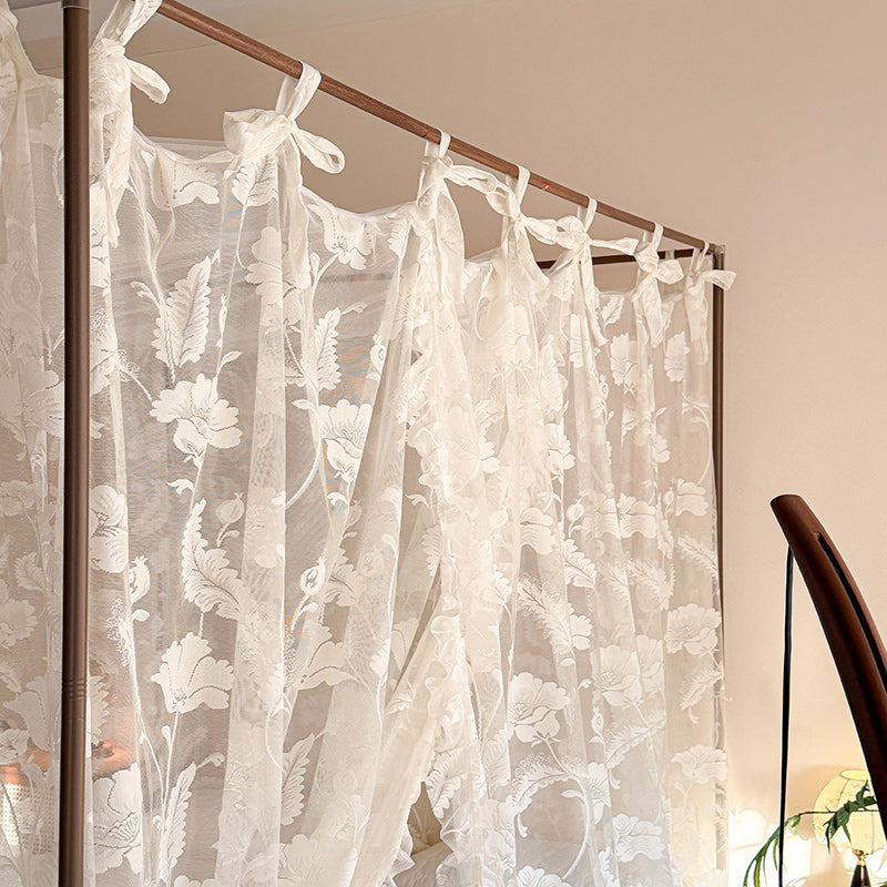 sheer floral lace bed canopy panels