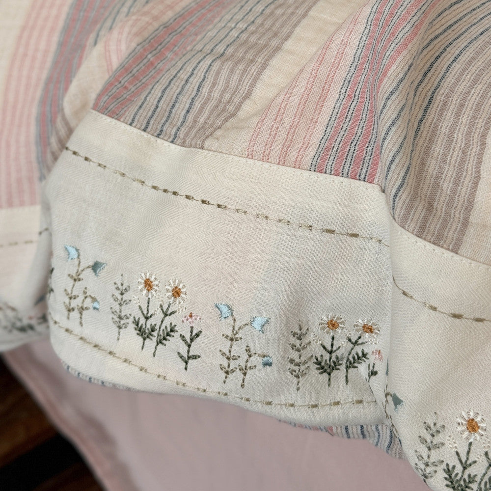 Striped Muslin Duvet Cover Set – Soft Pink