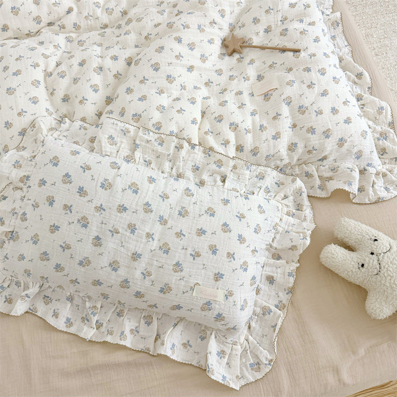 Vintage cotton ruffle bedding set