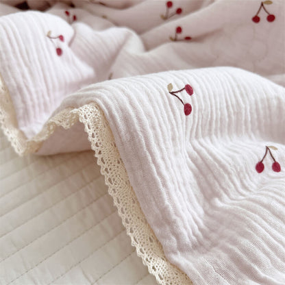 Vintage floral cotton crib blanket