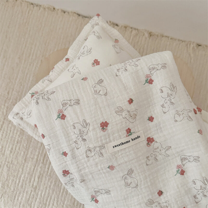 Warm-cotton-muslin-toddler-blanket-and-pillow-set