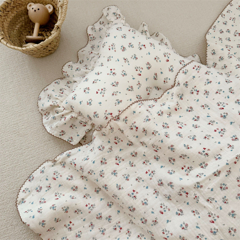 baby blanket and pillow set with floral print