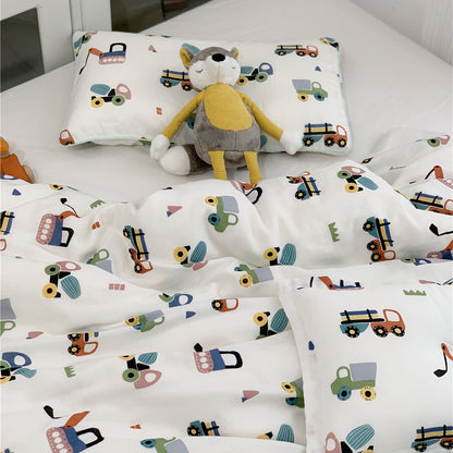Cute Truck Bamboo Duvet Cover Set – Soft Kids Bedding
