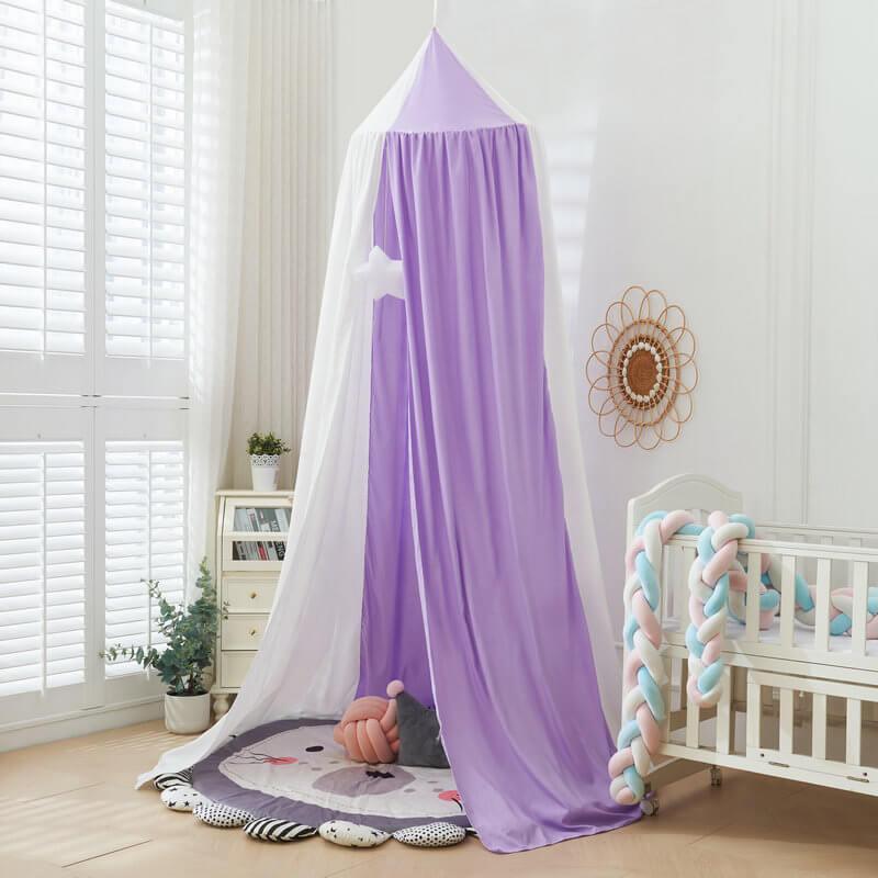 Bed Canopy for Nursery Room Purple White