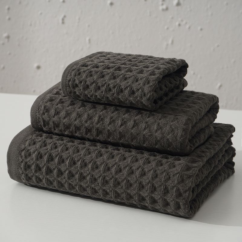 black waffle bath towels