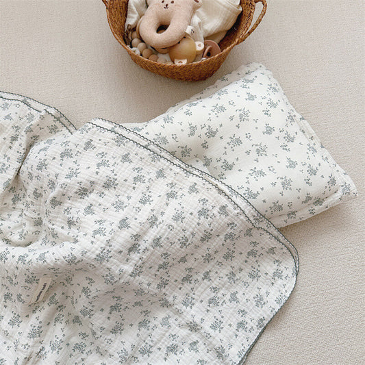 cotton-floral-baby-blanket-pillow-set
