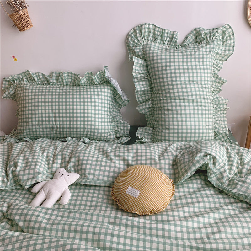 cotton-green-plaid-bedding