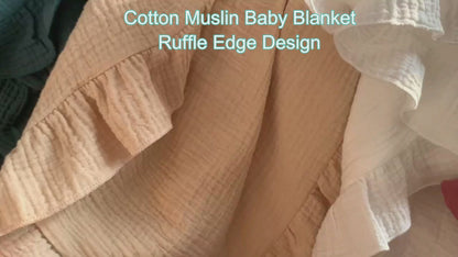 Muslin Swaddle Blanket with Ruffle 35"x35"