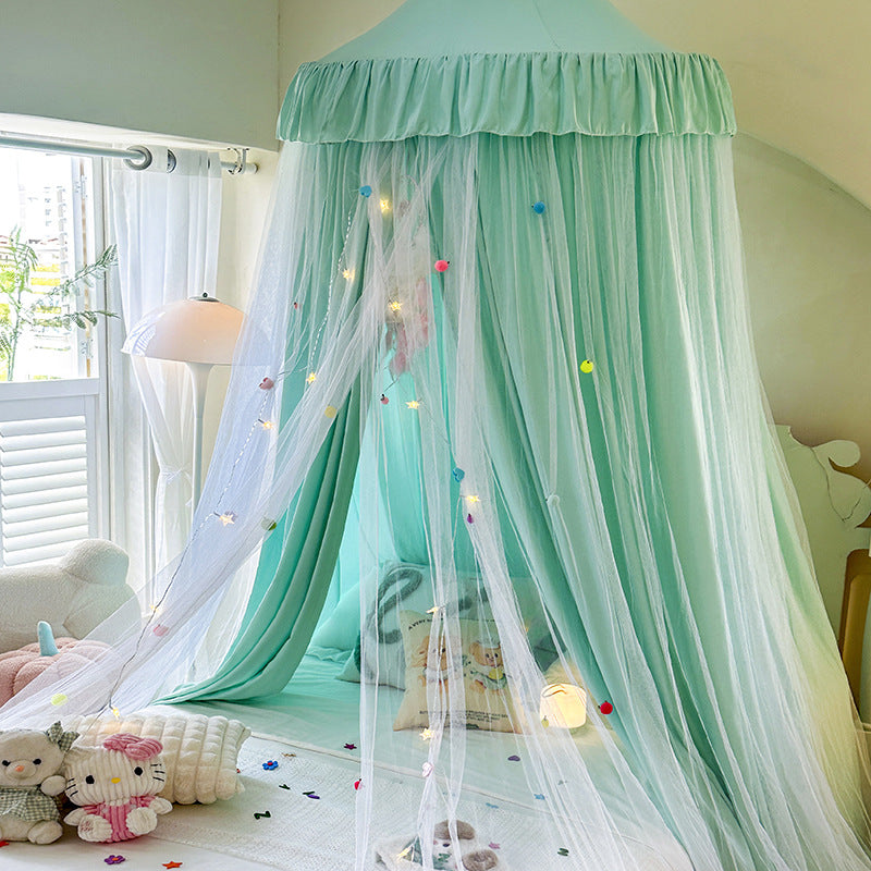 Princess style bed canopy with mesh opened
