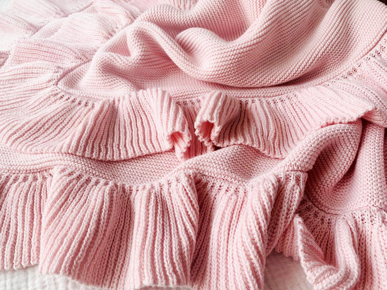 Knitting Baby Crib Blanket with Ruffle - MyWinifred