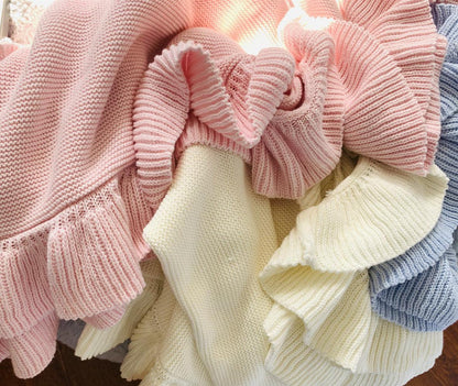 Knitting Baby Crib Blanket with Ruffle - MyWinifred