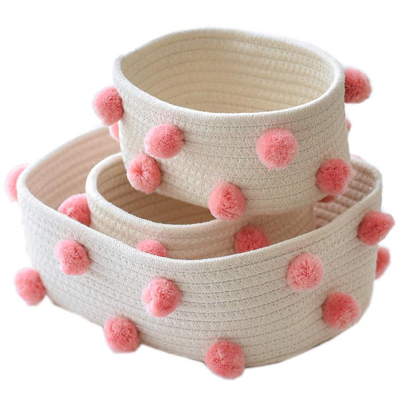 Cotton Rope Pom Pom Basket Organizer - MyWinifred